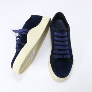 Chanel 18B 35 Navy Blue Velvet CC Logo lace up sneakers C308